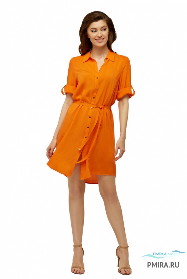 Платье Marc&Andre-рубашка оранж  фото