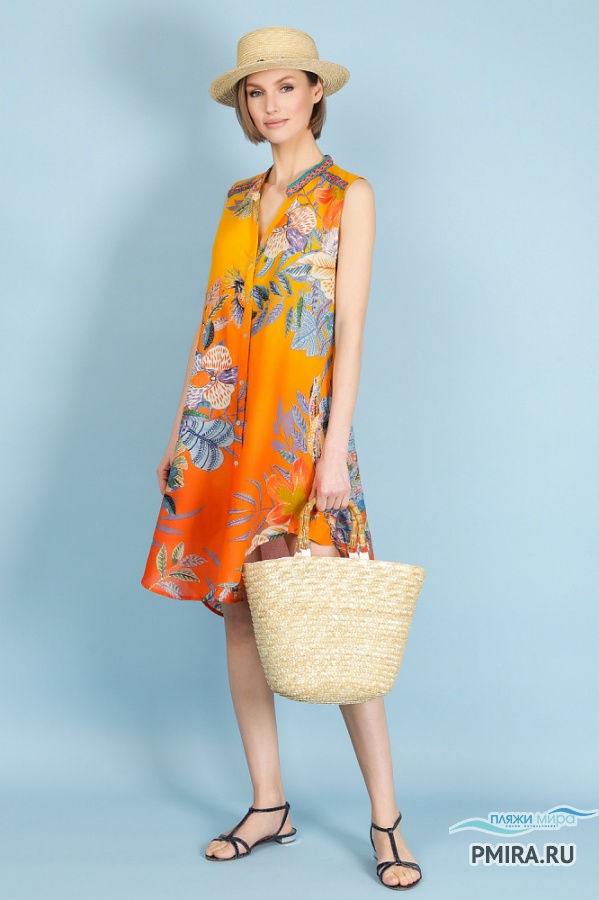 Платье Fabretti пляжное без рукавов оранж  фото